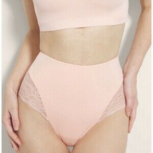 Soma Vanishing Tummy High Waist Brief Panty With Lace Apricot Peach X-Large